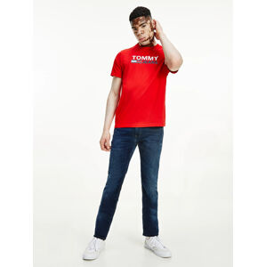 Tommy Jeans pánské červené triko CORP LOGO